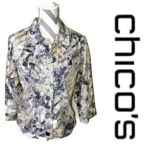 CHICO'S womens size 1 (Medium or sizs 8-10) multicolored button front blazer